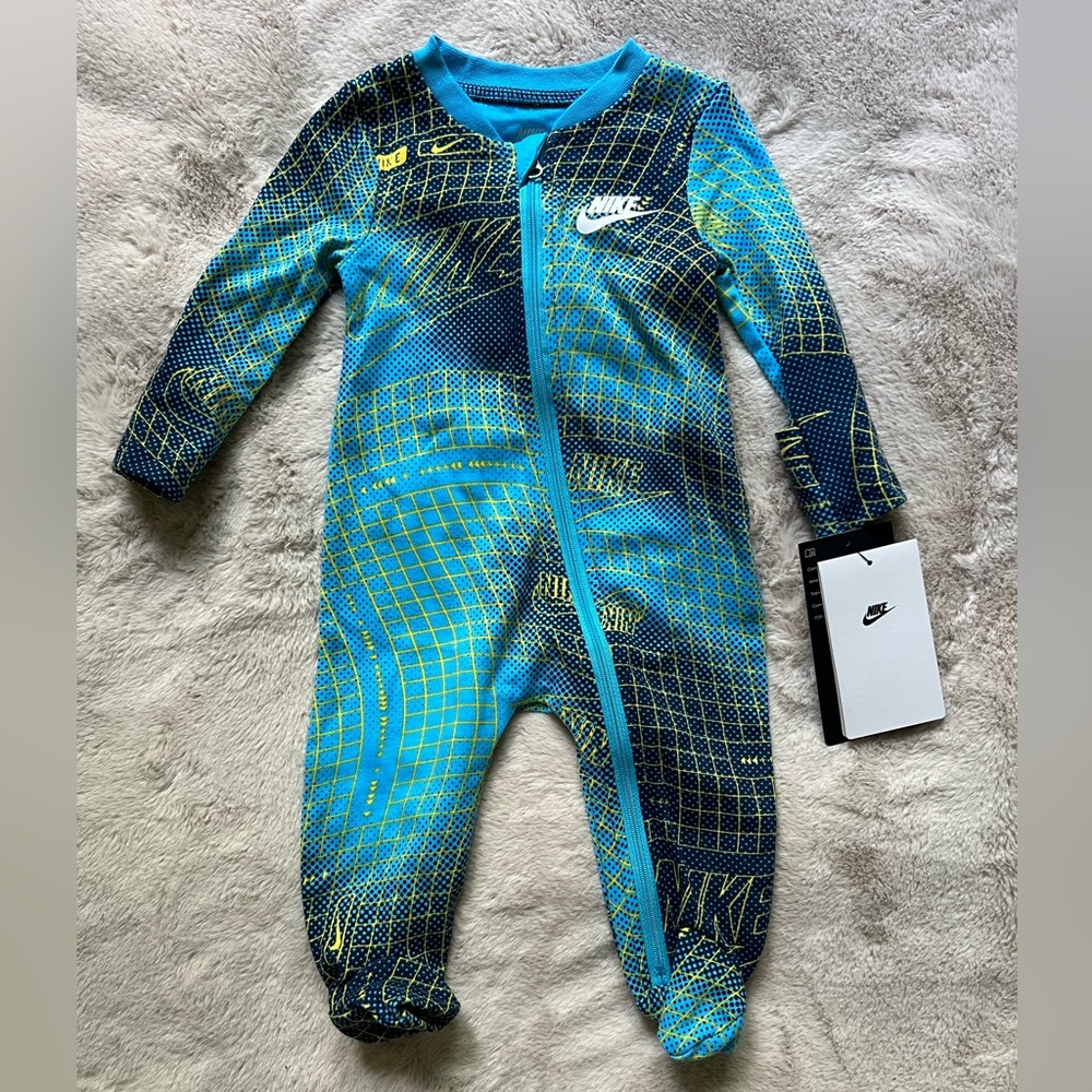 NWT Nike Baby Boys Sportswear Club Long Sleeves Footed Coverall Baltic Blue 3M
